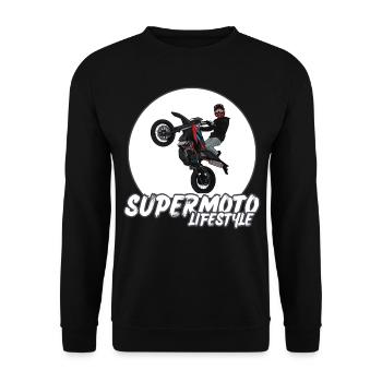 Supermoto / Supermotard / Supermoto Wheelie Biker - Unisex Pullover - Schwarz - Vorne - Alina (178cm) & Michal (187cm)