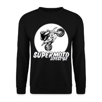 Supermoto / Supermotard / Supermoto Wheelie Biker - Unisex Pullover - Schwarz - Vorne - Alina (178cm) & Michal (187cm)