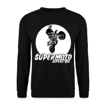 Supermoto / Supermotard / Supermoto Wheelie Bikers - Unisex Sweatshirt - black - Front - Alina (178cm) & Michal (187cm)