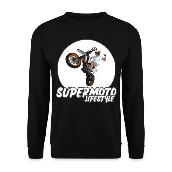 Supermotard / Supermotard / Supermotard Wheelie Bikers - Sweat-shirt Unisexe - noir - Devant - Alina (178cm) & Michal (187cm)