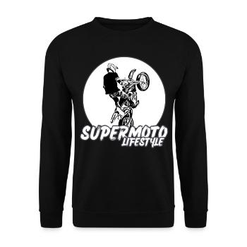 Supermoto / Supermotard / Supermoto Wheelie Biker - Unisex Sweatshirt - black - Front - Alina (178cm) & Michal (187cm)
