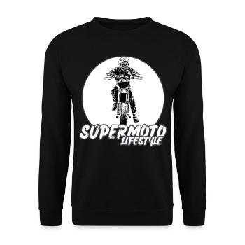 Supermoto / Supermotard / Supermoto Wheelie Biker - Unisex Sweatshirt - black - Front - Alina (178cm) & Michal (187cm)