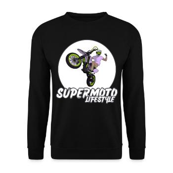 Supermoto / Supermotard / Supermoto Wheelie Biker - Unisex Sweatshirt - black - Front - Alina (178cm) & Michal (187cm)