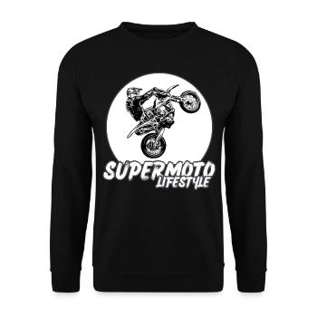 Supermoto / Supermotard / Supermoto Wheelie Biker - Unisex Sweatshirt - black - Front - Alina (178cm) & Michal (187cm)