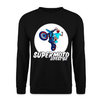 Supermoto / Supermotard / Supermoto Wheelie Bikers - Unisex Sweatshirt - black - Front - Alina (178cm) & Michal (187cm)