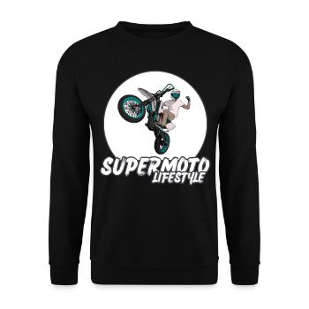 Supermoto / Supermotard / Supermoto Wheelie Bikers - Unisex Sweatshirt - black - Front - Alina (178cm) & Michal (187cm)