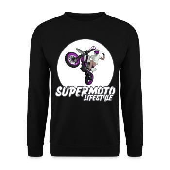 Supermoto / Supermotard / Supermoto Wheelie Biker - Unisex Sweatshirt - black - Front - Alina (178cm) & Michal (187cm)