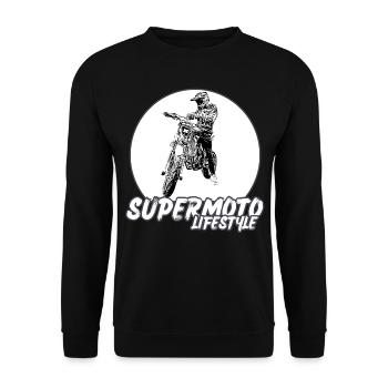 Supermoto / Supermotard / Supermoto Wheelie Biker - Unisex Sweatshirt - black - Front - Alina (178cm) & Michal (187cm)