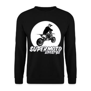Supermoto / Supermotard / Supermoto Wheelie Biker - Unisex Sweatshirt - black - Front - Alina (178cm) & Michal (187cm)