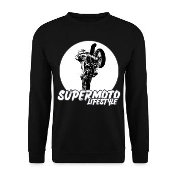 Supermoto / Supermotard / Supermoto Wheelie Biker - Unisex Sweatshirt - black - Front - Alina (178cm) & Michal (187cm)