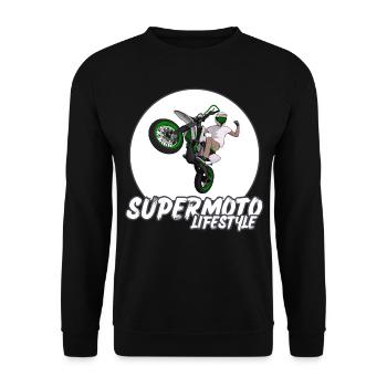 Supermoto / Supermotard / Supermoto Wheelie Biker - Unisex Sweatshirt - black - Front - Alina (178cm) & Michal (187cm)