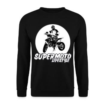 Supermoto / Supermotard / Supermoto Wheelie Biker - Unisex Sweatshirt - black - Front - Alina (178cm) & Michal (187cm)