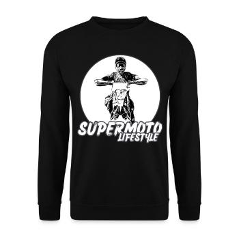 Supermoto / Supermotard / Supermoto Wheelie Biker - Unisex Sweatshirt - black - Front - Alina (178cm) & Michal (187cm)