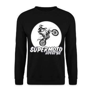Supermoto / Supermotard / Supermoto Wheelie Biker - Unisex Pullover - Schwarz - Vorne - Alina (178cm) & Michal (187cm)