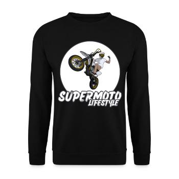 Supermoto / Supermotard / Supermoto Wheelie Biker - Unisex Pullover - Schwarz - Vorne - Alina (178cm) & Michal (187cm)