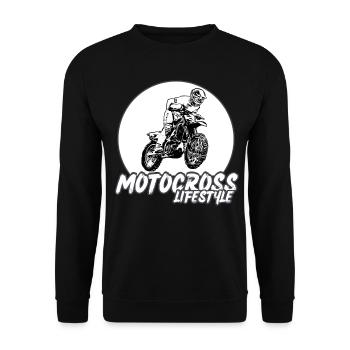 Motocross / Enduro / Freestyle mx / Dirtbike retro - Unisex Pullover - Schwarz - Vorne - Alina (178cm) & Michal (187cm)