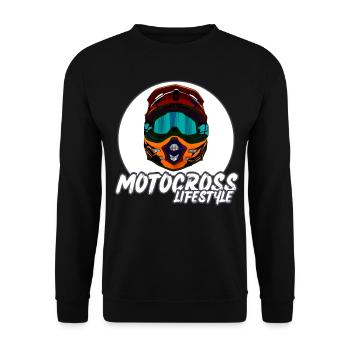 Motocross / Enduro / Freestyle mx / Dirtbike retro - Unisex Pullover - Schwarz - Vorne - Alina (178cm) & Michal (187cm)