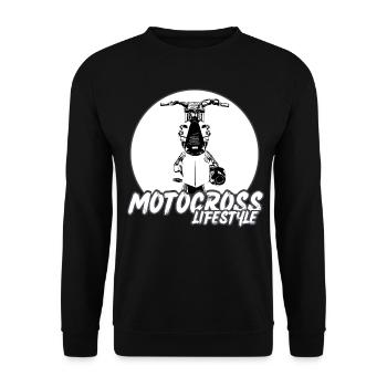 Motocross / Enduro / Freestyle mx / Dirtbike retro - Unisex Pullover - Schwarz - Vorne - Alina (178cm) & Michal (187cm)
