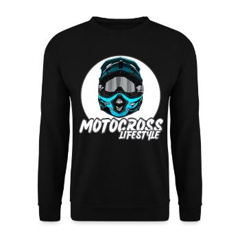 Motocross / Enduro / Freestyle mx / Dirtbike retro - Unisex Pullover - Schwarz - Vorne - Alina (178cm) & Michal (187cm)