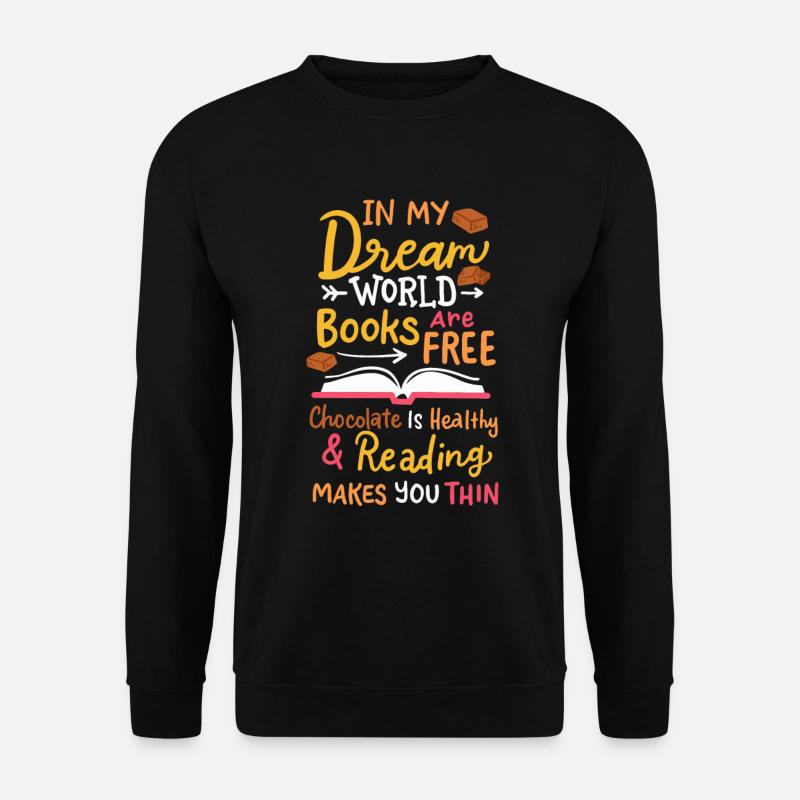 Chocolate Bookworm Funny Reading - Unisex Sweatshirt - black