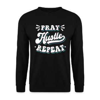 Pray Hustle Christ Jesus Unternehmer - Unisex Pullover - Schwarz - Vorne - Alina (178cm) & Michal (187cm)