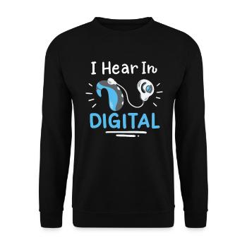 I Hear in Digital Deaf Awareness - Unisex Sweatshirt - black - Front - Alina (178cm) & Michal (187cm)