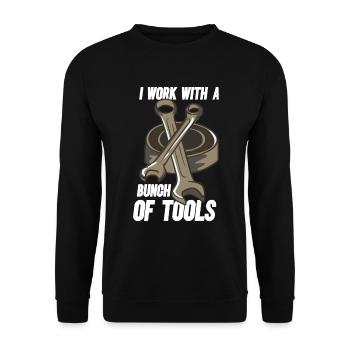 I work with a bunch of tools Automechani - Unisex Sweatshirt - black - Front - Alina (178cm) & Michal (187cm)
