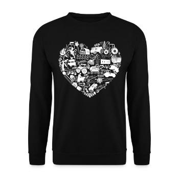Tracteur de cœur d’agriculteur agricole - Sweat-shirt Unisexe - noir - Devant - Alina (178cm) & Michal (187cm)