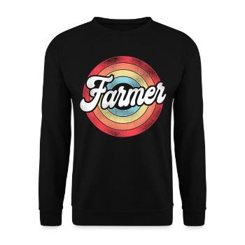 Farming Farmer Retro Vintage - Unisex Pullover - Schwarz - Vorne - Alina (178cm) & Michal (187cm)