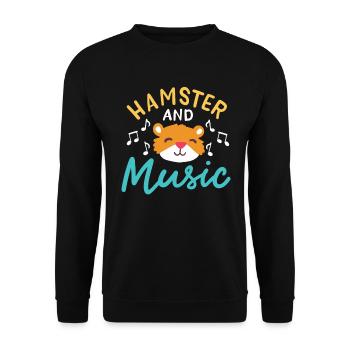 Hamster And Music Funny Rodent - Unisex Sweatshirt - black - Front - Alina (178cm) & Michal (187cm)