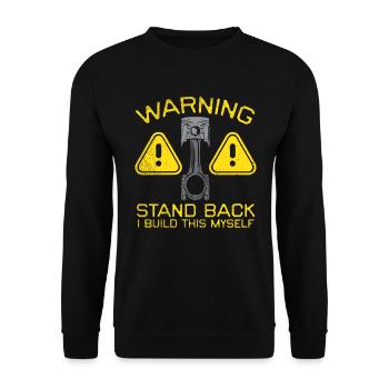 Warnung Automechaniker Lustig Mechaniker - Unisex Pullover - Schwarz - Vorne - Alina (178cm) & Michal (187cm)