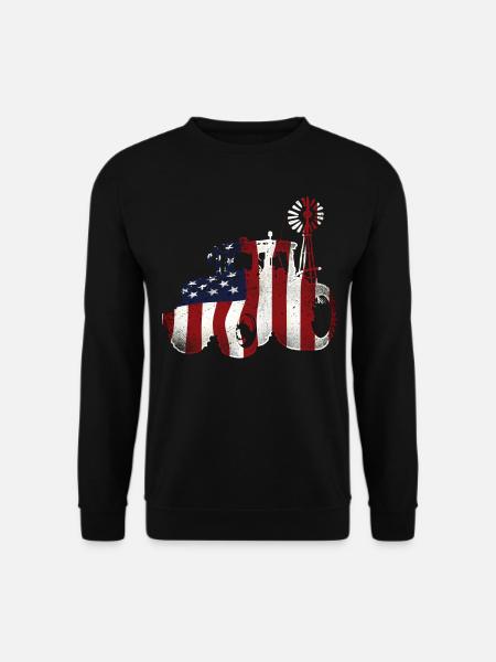 Farming Farmer American Flag Us - Unisex Sweatshirt - black