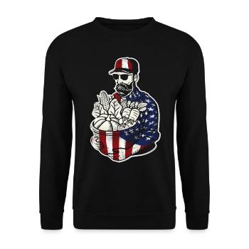 Farming Farmer American Flag Us - Unisex Sweatshirt - black - Front - Alina (178cm) & Michal (187cm)