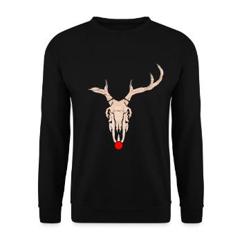 Rudolph Reindeer Skull With Red Nose Christmas - Unisex Pullover - Schwarz - Vorne - Alina (178cm) & Michal (187cm)