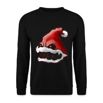 Chapeau de Père Noël effrayant avec des crocs aux yeux brillants Noël - Sweat-shirt Unisexe - noir - Devant - Alina (178cm) & Michal (187cm)