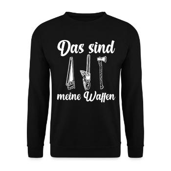 Waldarbeiter Förster Waldarbeit Holzfäller - Unisex Pullover - Schwarz - Vorne - Alina (178cm) & Michal (187cm)