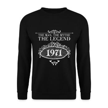 1971| Vintage Legend since 1971 birthday - Unisex Sweatshirt - black - Front - Alina (178cm) & Michal (187cm)