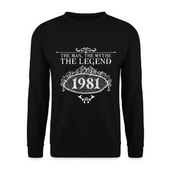 1981 | Vintage Legend seit 1981 Geburtstag - Unisex Pullover - Schwarz - Vorne - Alina (178cm) & Michal (187cm)