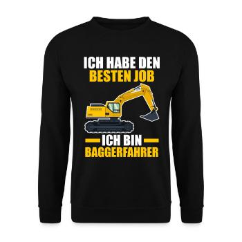 Baggerfahrer Maschinenführer Tiefbauer Bagger - Unisex Pullover - Schwarz - Vorne - Alina (178cm) & Michal (187cm)
