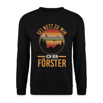 Waldarbeiter Holzfäller Waldarbeit Förster - Unisex Pullover - Schwarz - Vorne - Alina (178cm) & Michal (187cm)