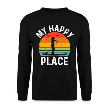 Stand Up Paddle Board My Happy Place - Water Sport - Unisex Sweatshirt - black - Front - Alina (178cm) & Michal (187cm)