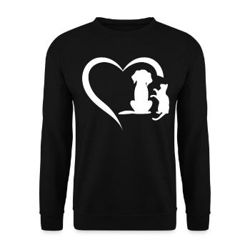 Dog Puppy and Baby Cat Heart Animal Dog & Cat Hear - Unisex Pullover - Schwarz - Vorne - Alina (178cm) & Michal (187cm)