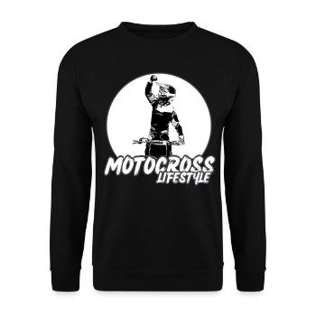 Motocross / Enduro / Freestyle mx / Dirtbike retro - Unisex Pullover - Schwarz - Vorne - Alina (178cm) & Michal (187cm)
