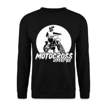 Motocross / Enduro / Freestyle mx / Dirtbike retro - Unisex Pullover - Schwarz - Vorne - Alina (178cm) & Michal (187cm)