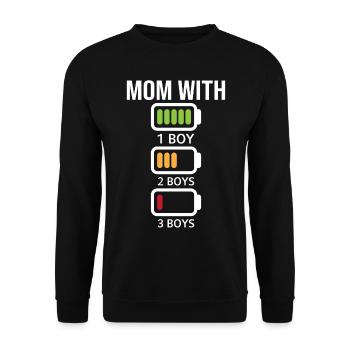 Mom with three Boys Battery Empty - Mama with thre - Unisex Sweatshirt - black - Front - Alina (178cm) & Michal (187cm)