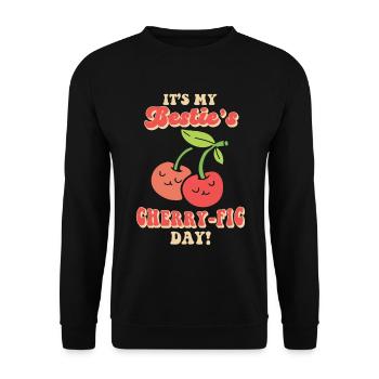 Cherry Birthday Greeting Fruit Lover Bestfriend - Unisex Sweatshirt - black - Front - Alina (178cm) & Michal (187cm)