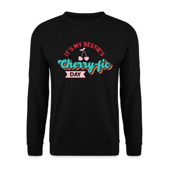 Cherry Birthday Greeting Fruit Lover Bestfriend - Unisex Sweatshirt - black - Front - Alina (178cm) & Michal (187cm)