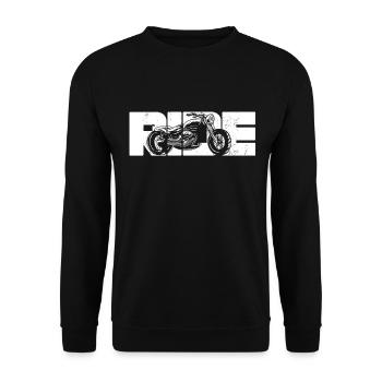 Ride Bike Motorrad Fahrer Fahren Zweirad Biker - Unisex Pullover - Schwarz - Vorne - Alina (178cm) & Michal (187cm)