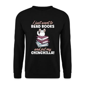 I Just Wanted To Read Books And Pet My Chinchilla - Unisex Sweatshirt - black - Front - Alina (178cm) & Michal (187cm)