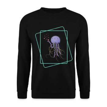 Mignon Méduse Coeur Sous-marin Amoureux des animaux marins - Sweat-shirt Unisexe - noir - Devant - Alina (178cm) & Michal (187cm)